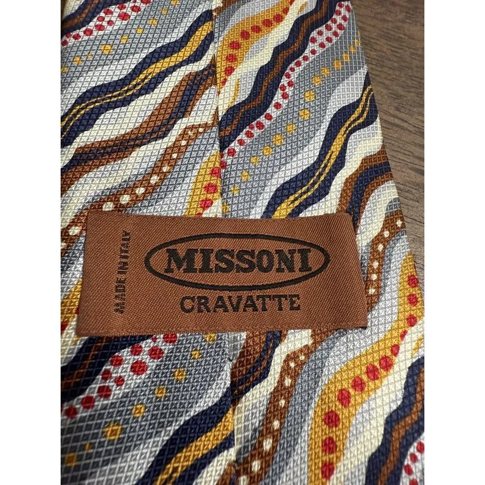 Missoni Cravatte Silk Tie Mens‎ Colorful Signature Striped Necktie ITALY